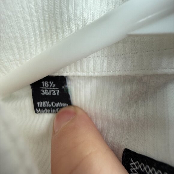 David Donahue Trim Cotton 16.5 36/37 Striped French Cuff White Button Up Premium - Picture 12 of 16